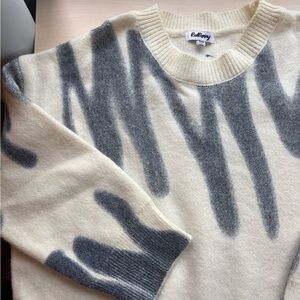 Cream and Muted Blue Sweater